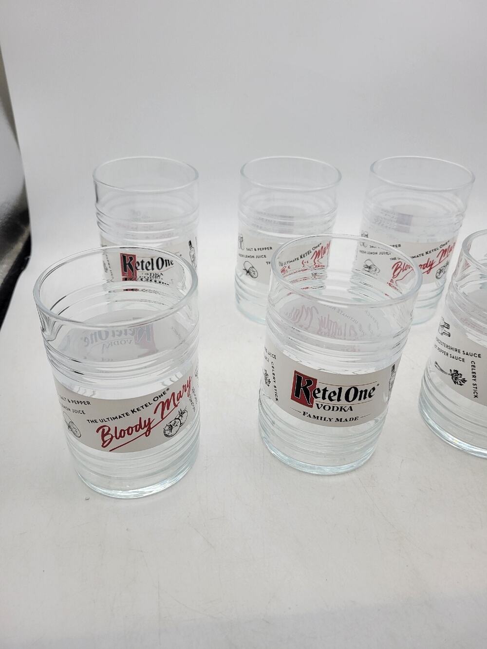 Set of (8) Ketel One Vodka 16oz Bloody Mary Whiskey Liquor Glasses BAR CUPS